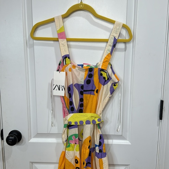 *NEW* ZARA BLOGGER FAVORITE COLORFUL GEOMETRIC MIDI DRESS XS - Picture 11 of 13